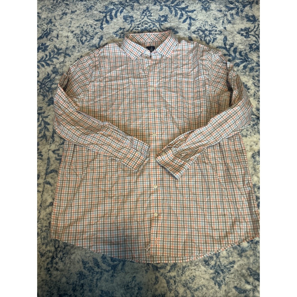 Johnnie O Prep Formance Shirt Men XXL Pink Plaid Button Up Long Sleeve